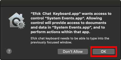 ... wants access to control "System Events.app"